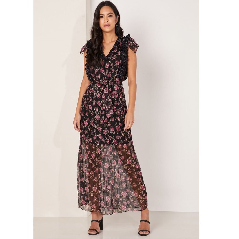 NWT New Anthropologie FOXIEDOX Anaise Floral  Sheer Detail Dress Size XS